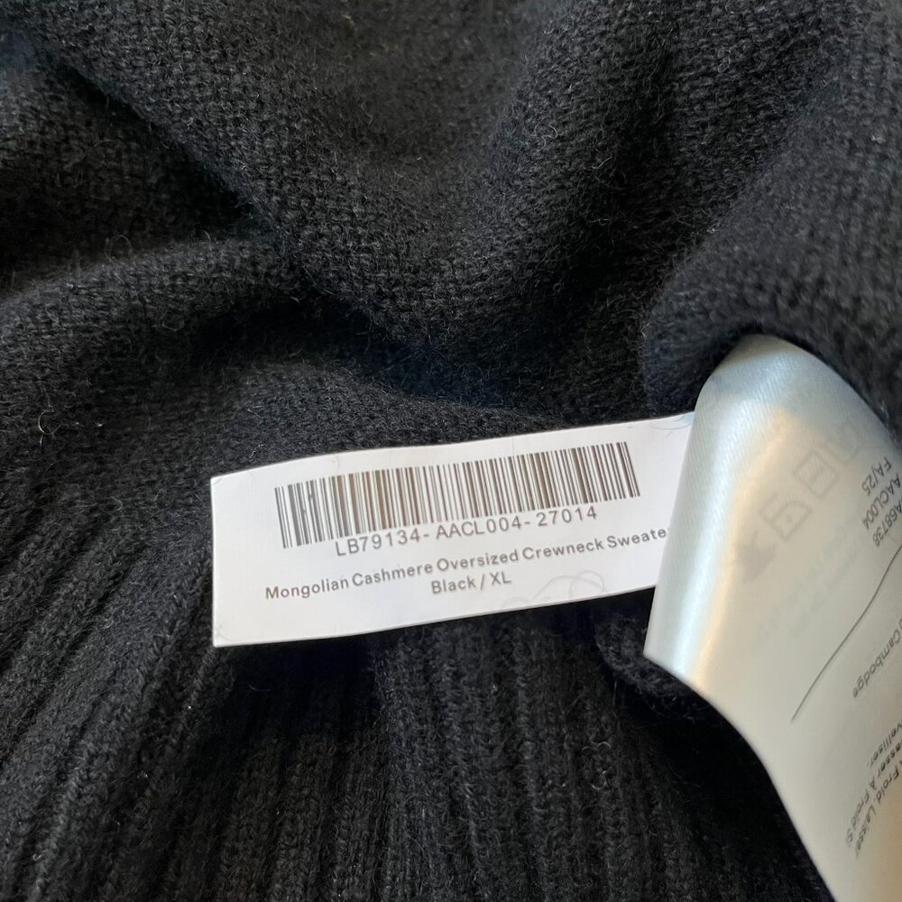 Quince Mongolian Cashmere Oversized Crewneck Sweater, Black, size XL - NWT! - Picture 12 of 13
